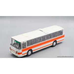 модель автобуса ЛАЗ-699Р белый с оранжевыми полосами в масштабе 1 43