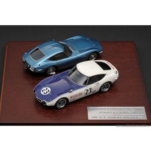 масштабные модели автомобиля TOYOTA 2000GT (#23) 1968 SCCA & MF12L 2 car set Wood Display Base 1 43